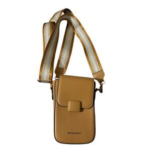 Montana West Crossbody Phone Bag Card Wallet Faux Leather Tan Gold Silver NWOT